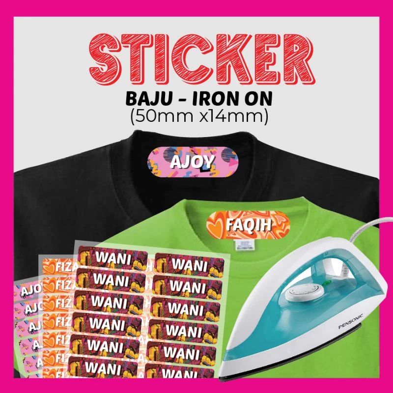 STICKER IRON ON FABRIC - PELEKAT NAMA BAJU ANAK